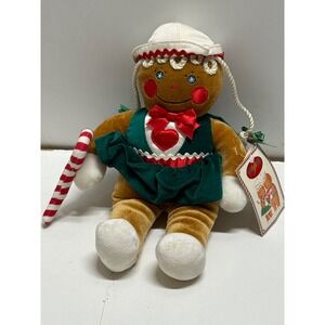 Vintage 1990 Target Gingerbread Girl Plush‎ Christmas Ornament Candy Cane NWT